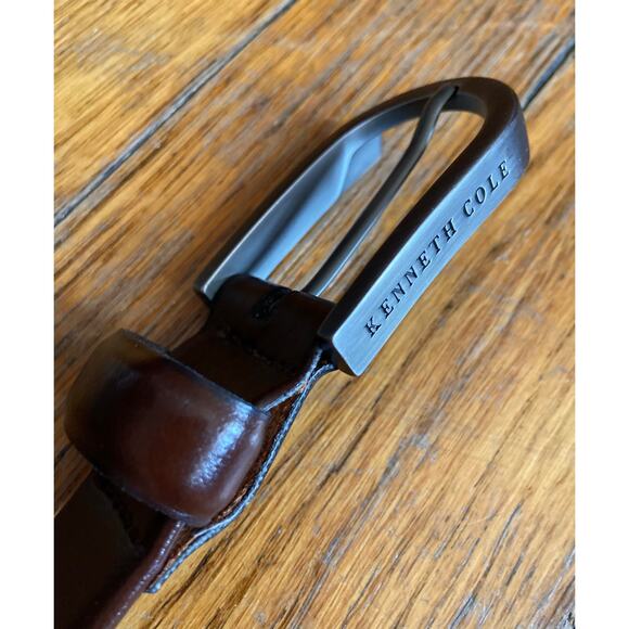 KENNETH COLE New York Dark Brown Leather Belt Mens sz 38 - Picture 6 of 9